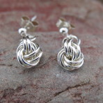 Earrings – Chain Maille – Knot Style – Stud Dropper – Sterling Silver