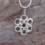 Pendant – Chain Maille – Japanese Bamboo Flower Style – Sterling Silver