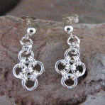 Earrings – Chain Maille – Small Diamond – Stud Type – Sterling Silver