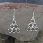 Earrings – Chain Maille – Japanese Bamboo Triangle – Sterling Silver