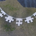 Necklace – 5 Piece Jigsaw – Fine Silver – 18″ Long