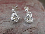 Earrings – Chain Maille – Knot Style – Stud Dropper – Sterling Silver