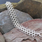 Bracelet – Chain Maille – Sterling Silver – Japanese Bamboo Style