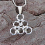 Pendant – Chain Maille – Japanese Bamboo Style Triangle – Sterling Silver